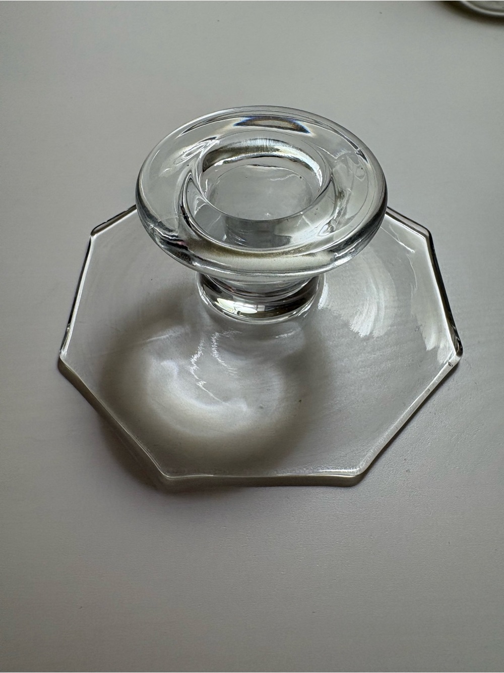 Clear Glass Octagonal Candle Holder